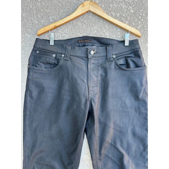 Nudie Jeans Black Dry Coated Jeans Men's W36 L34 Made in Italy
